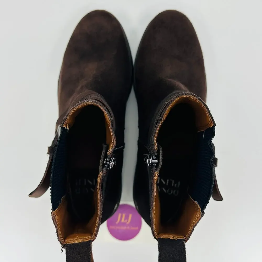Donald Pliner Women's Captain Dark Brown Suede Buckle Booties Size 6.5